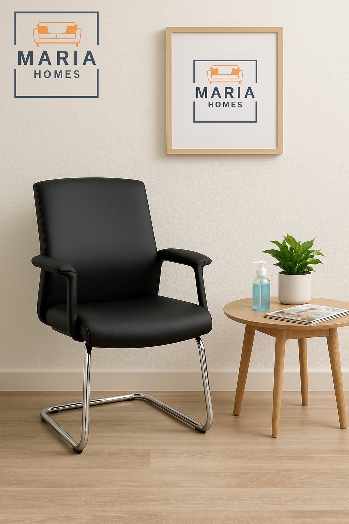 Black Visitor Chair Ð Sleek Design with Chrome Cantilever Base
