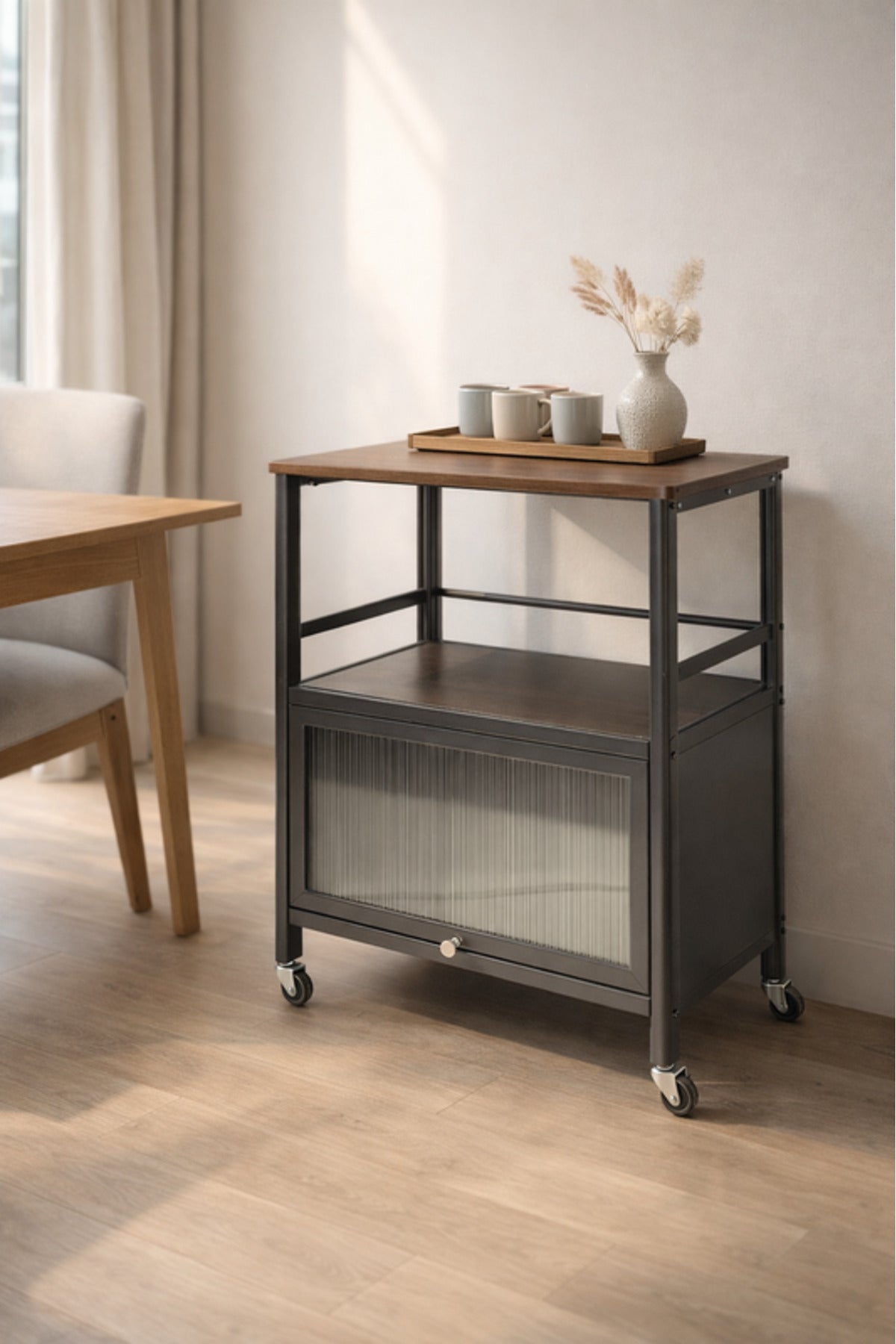 Brown Multi-Purpose Storage Trolley with Wheels 60_40_80 cm Metal Utility Cart brown
