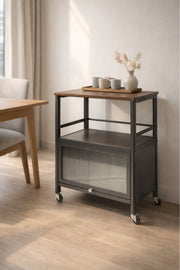 Brown Multi-Purpose Storage Trolley with Wheels 60_40_80 cm Metal Utility Cart brown