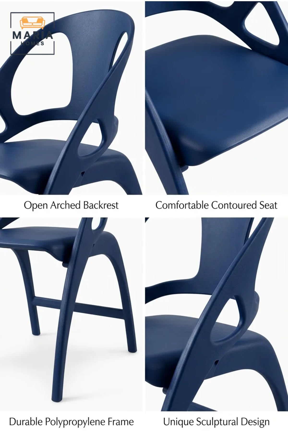 Modern Blue Plastic Dining Chair with Armrests √ê Lightweight Stackable Chair for Dining Room, Caf≈Ω, Patio & Commercial Use