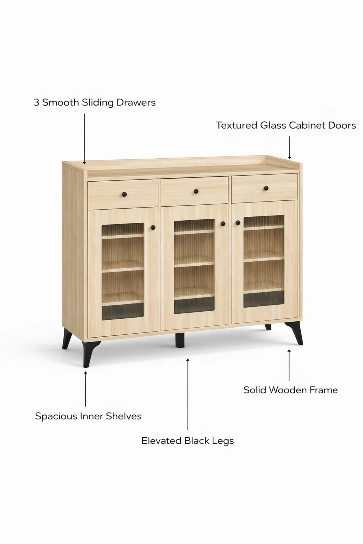 Modern Light Wood Shoe Cabinet with Drawers and Glass Doors - Stylish Entryway Storage Organizer