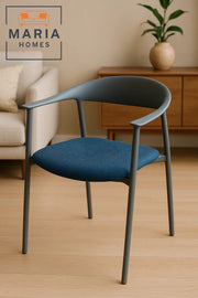 Grey Armrest Chair with Blue Fabric Cushion Ð Modern Dining or Office Seating