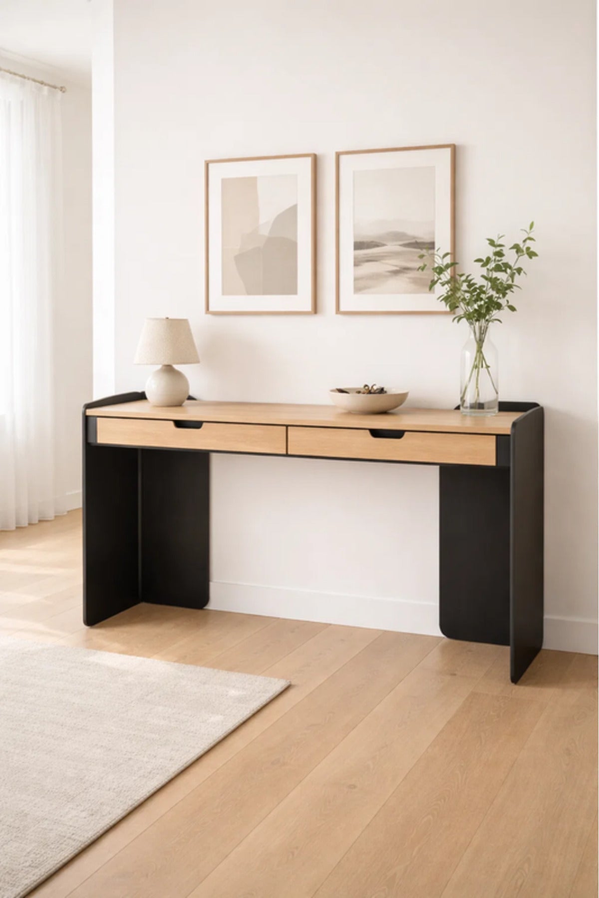 Modern Wood Console Table with 2 Drawers 140 _ 40 _ 80 cm