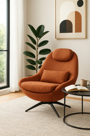 Orange Fabric Lounge Chair with Cushion & Headrest Ð Modern Living Room Accent Chair