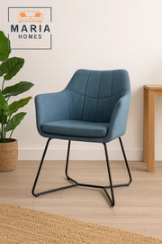 Blue Fabric Lounge Chair Ð Upholstered Armchair with Sled Black Metal Legs for Home, Office, or CafŽ