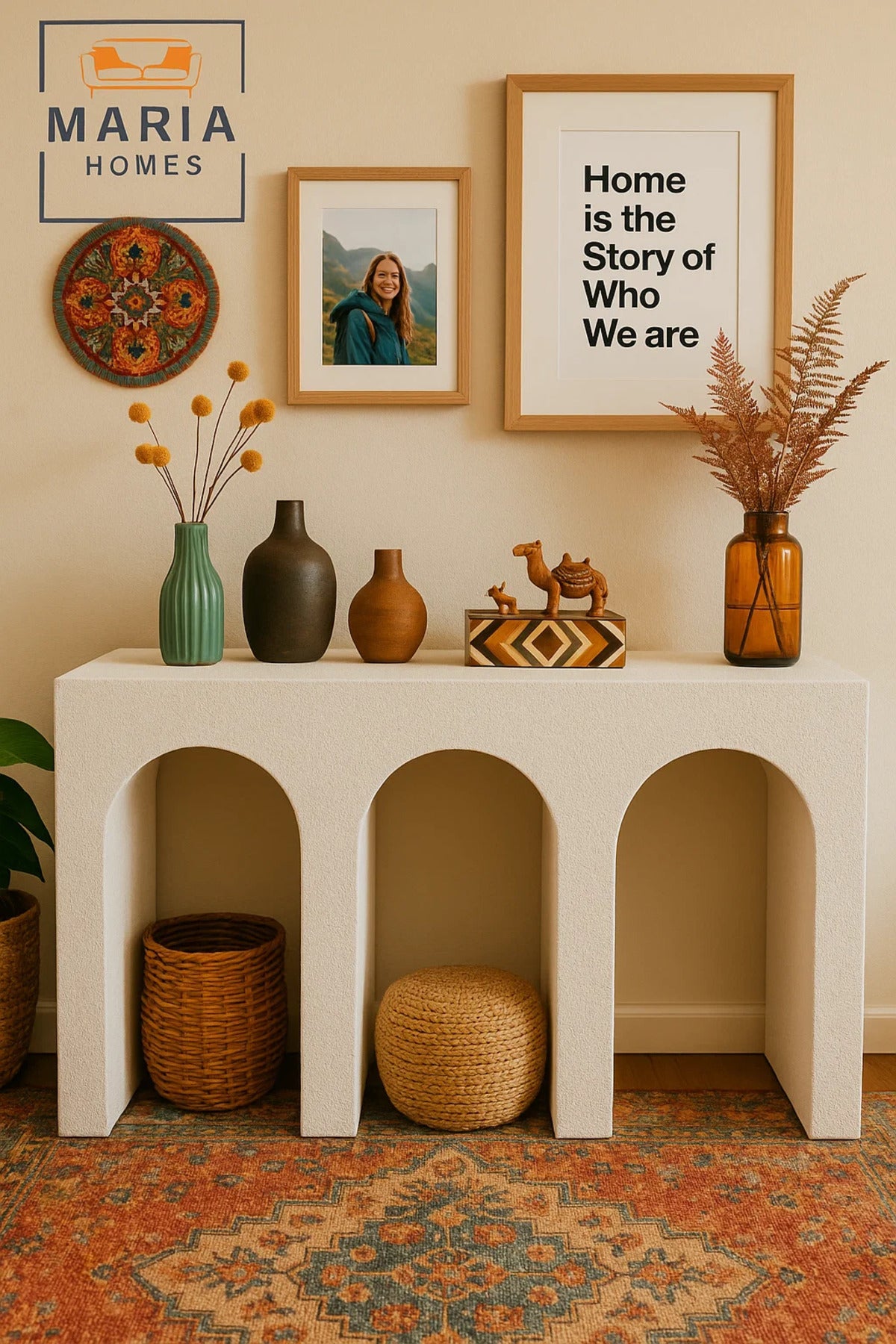 Modern Arch Console Table Ð Textured White Design 120x40x67cm Entryway Accent Furniture