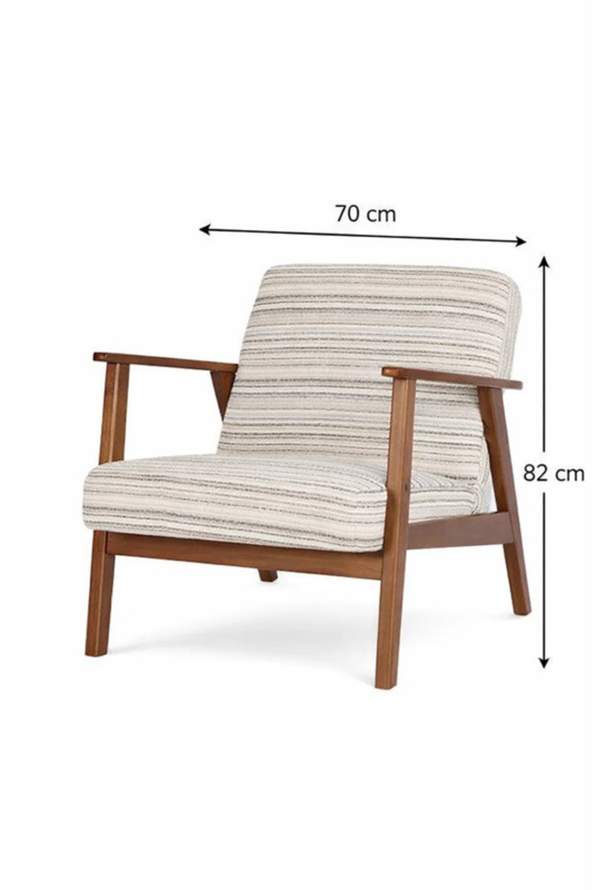 Modern Beige Fabric Lounge Armchair with Wooden Frame Comfortable Accent Chair