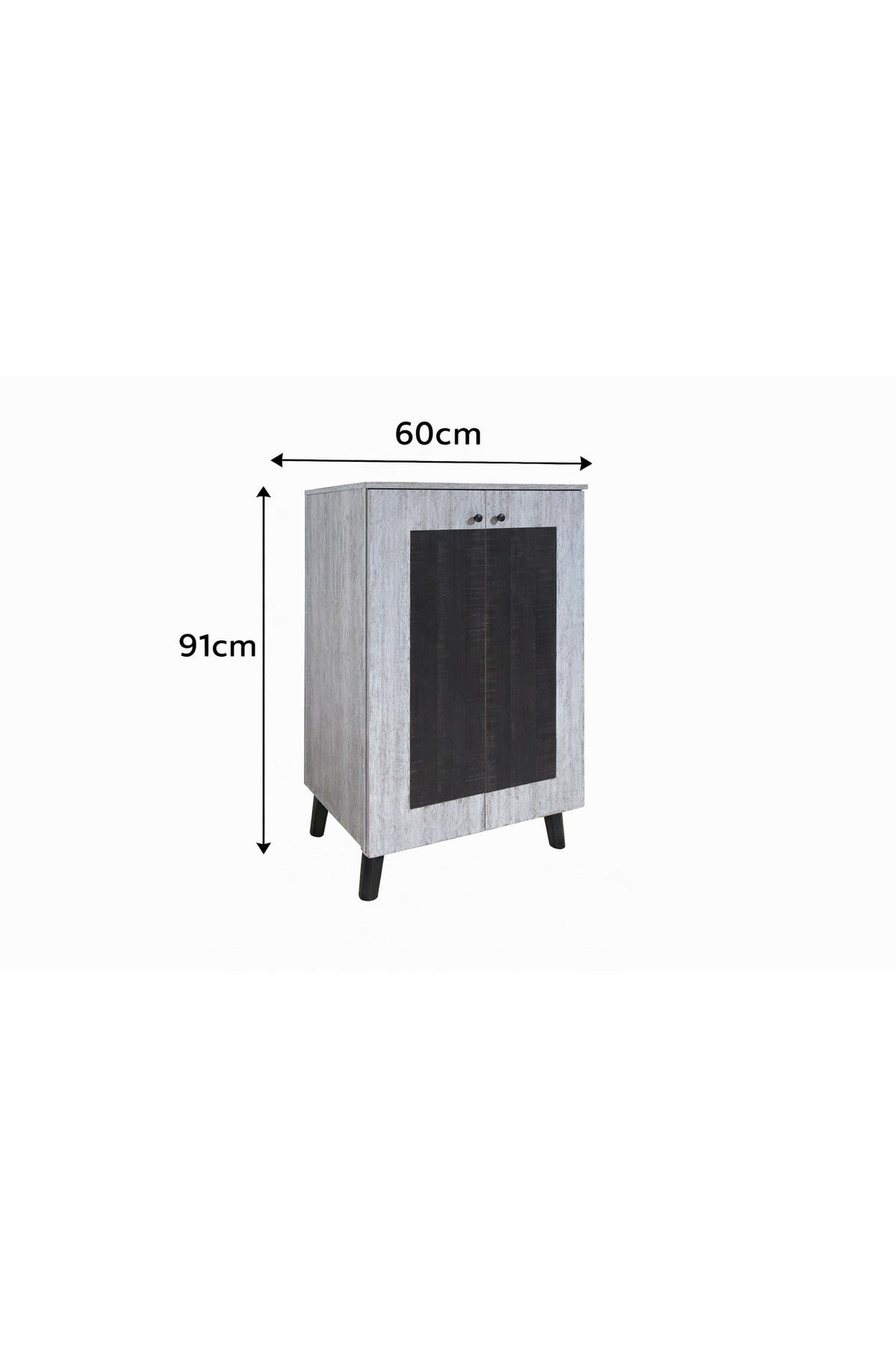 Modern GREY.B Storage Cabinet with Black Textured Panel & Elevated Legs