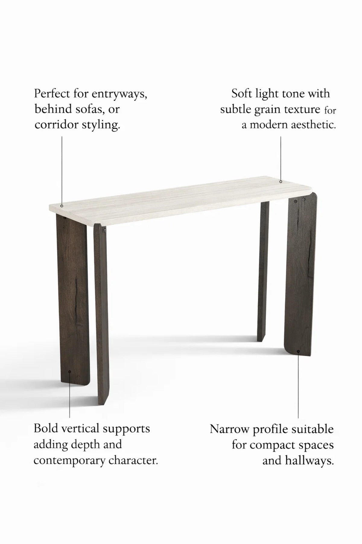 Modern Cream Wooden Console Table Dark Legs Elegant Entryway Hallway Furniture 120x40x80cm