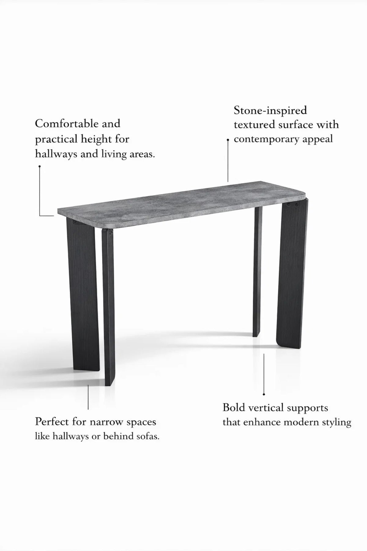 Transform your space elegant Grey Console Table 120x40x80cm living rooms and unique leg design