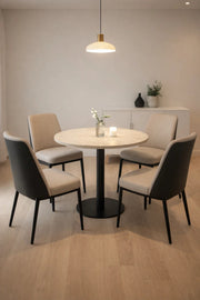 Modern Beige Coffee Table with Black Pedestal Base √ê Stylish and Minimalistic Design