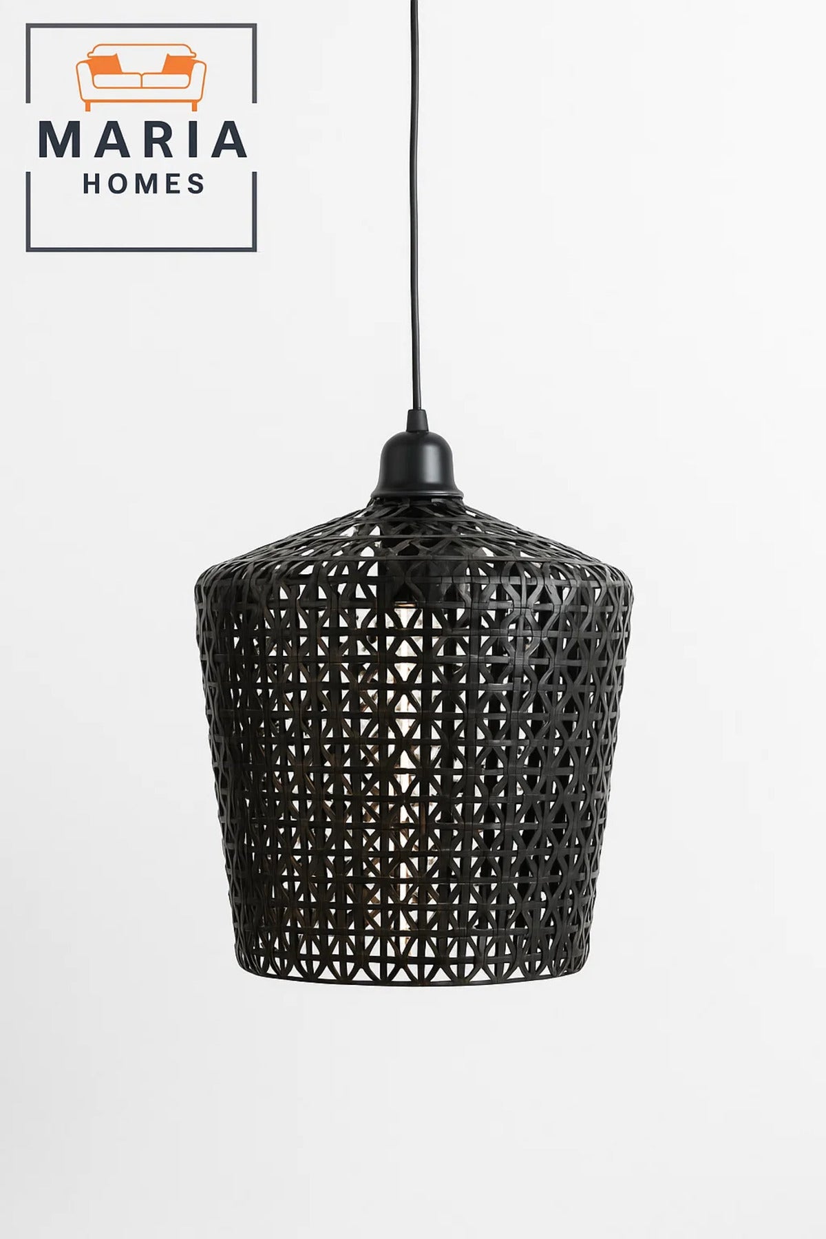 Black Woven Rattan Pendant Light