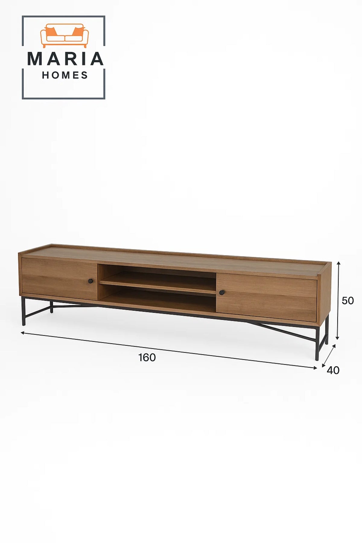 Industrial Style Brown TV Stand with Metal Base Ð 160x40x50 cm Modern Media Console