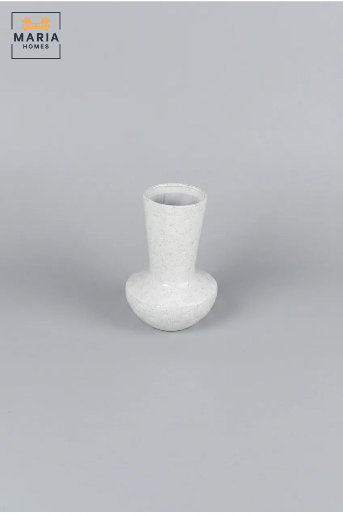 White Textured Decorative Vase, Modern Ceramic Flower Holder with Tall Neck and Rounded Base for Living Room, Bedroom, Office, Shelf and Table Décor