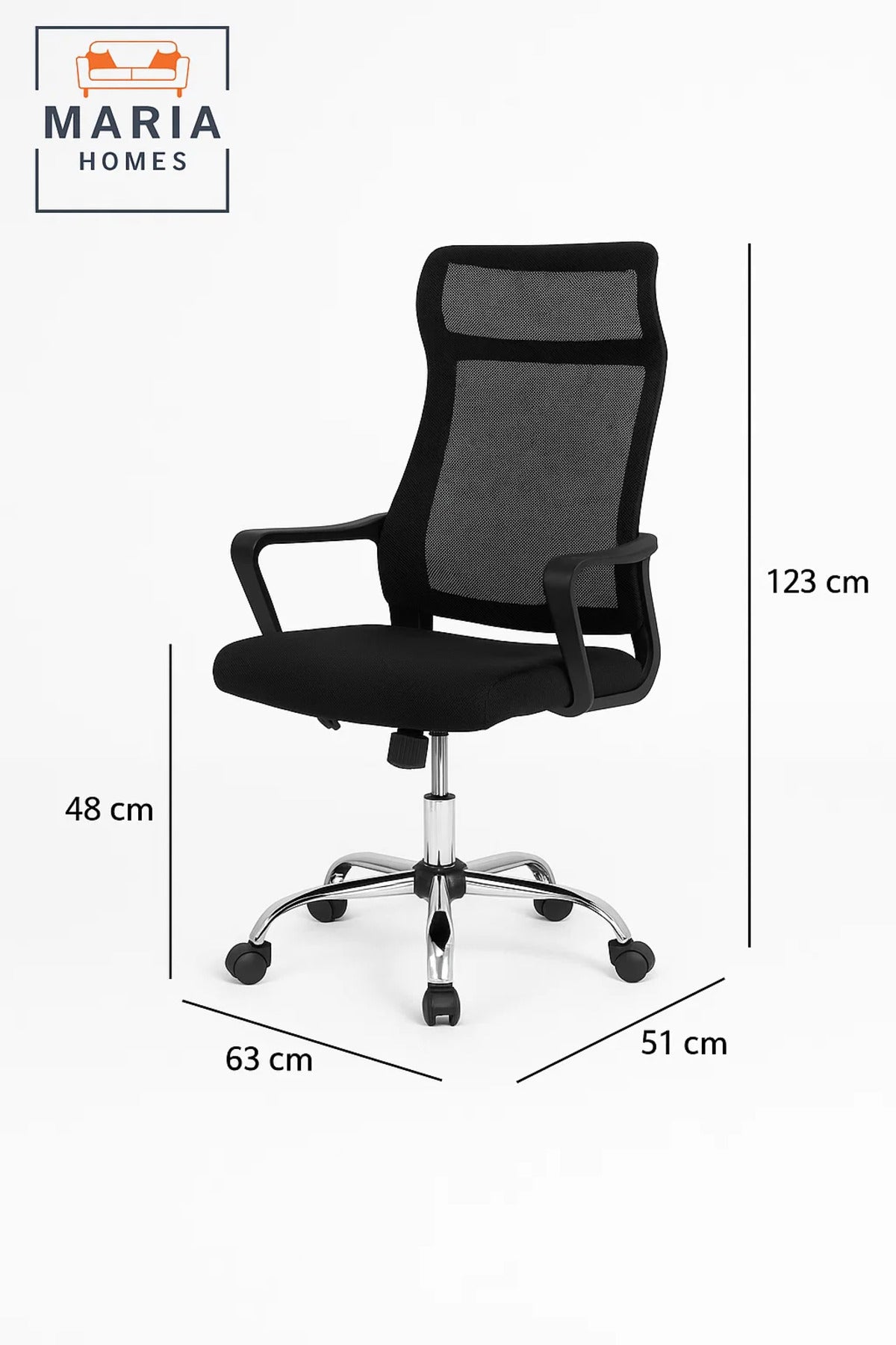 Black Ergonomic Mesh Office Chair with Lumbar Support and Adjustable Height for Home or Office Use
