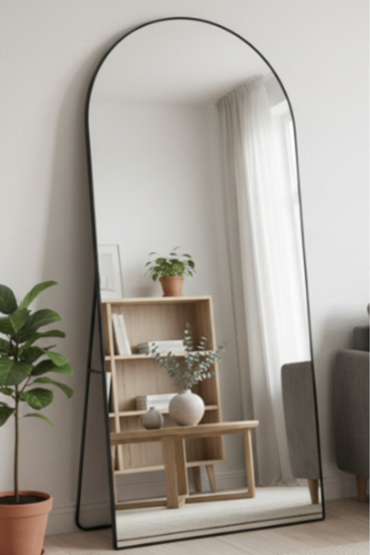 Black Arch Standing Floor Mirror 180x80cm Full Length Bedroom black arch standing