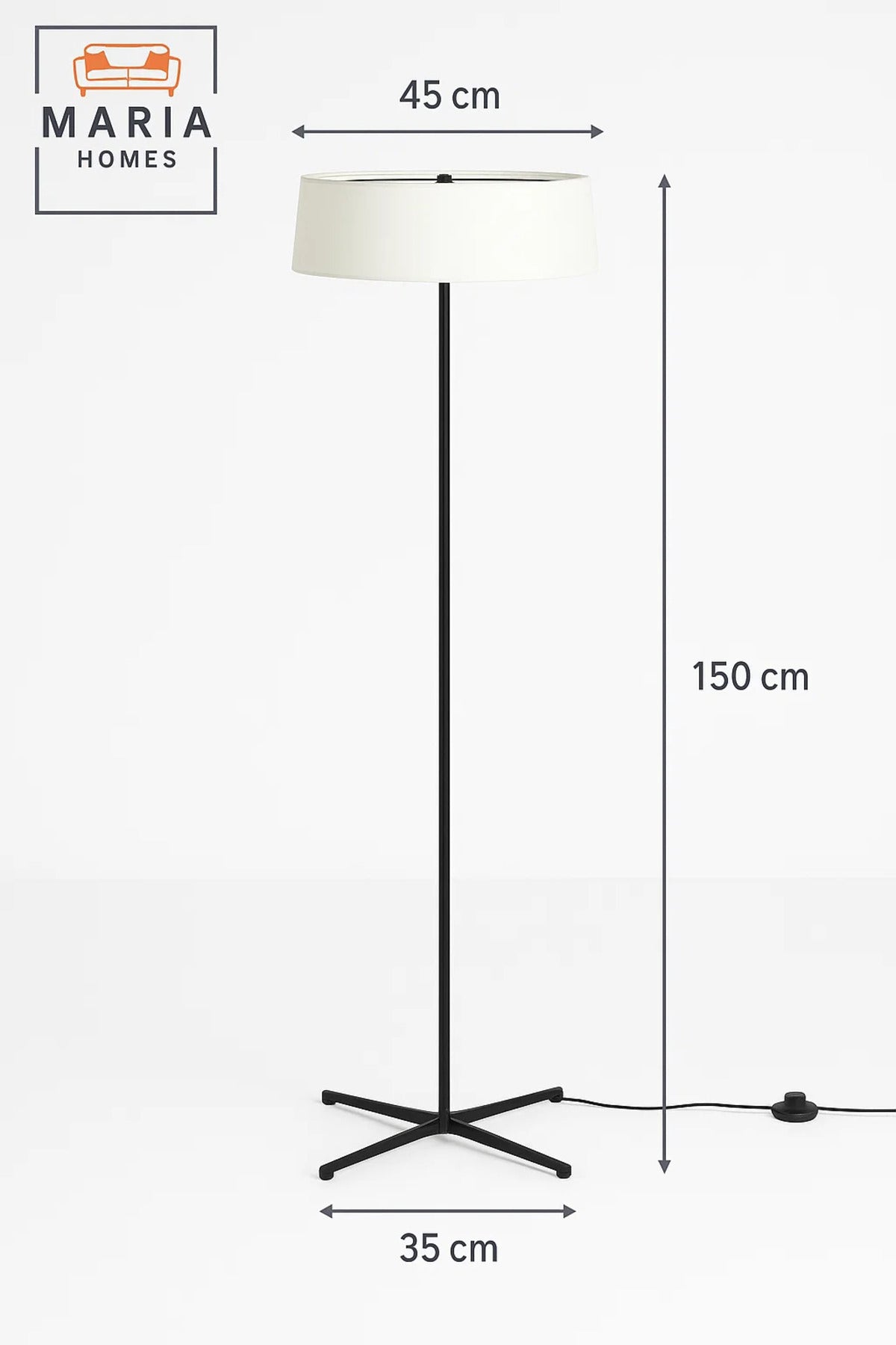 Slim Tripod Floor Lamp with White Drum Shade