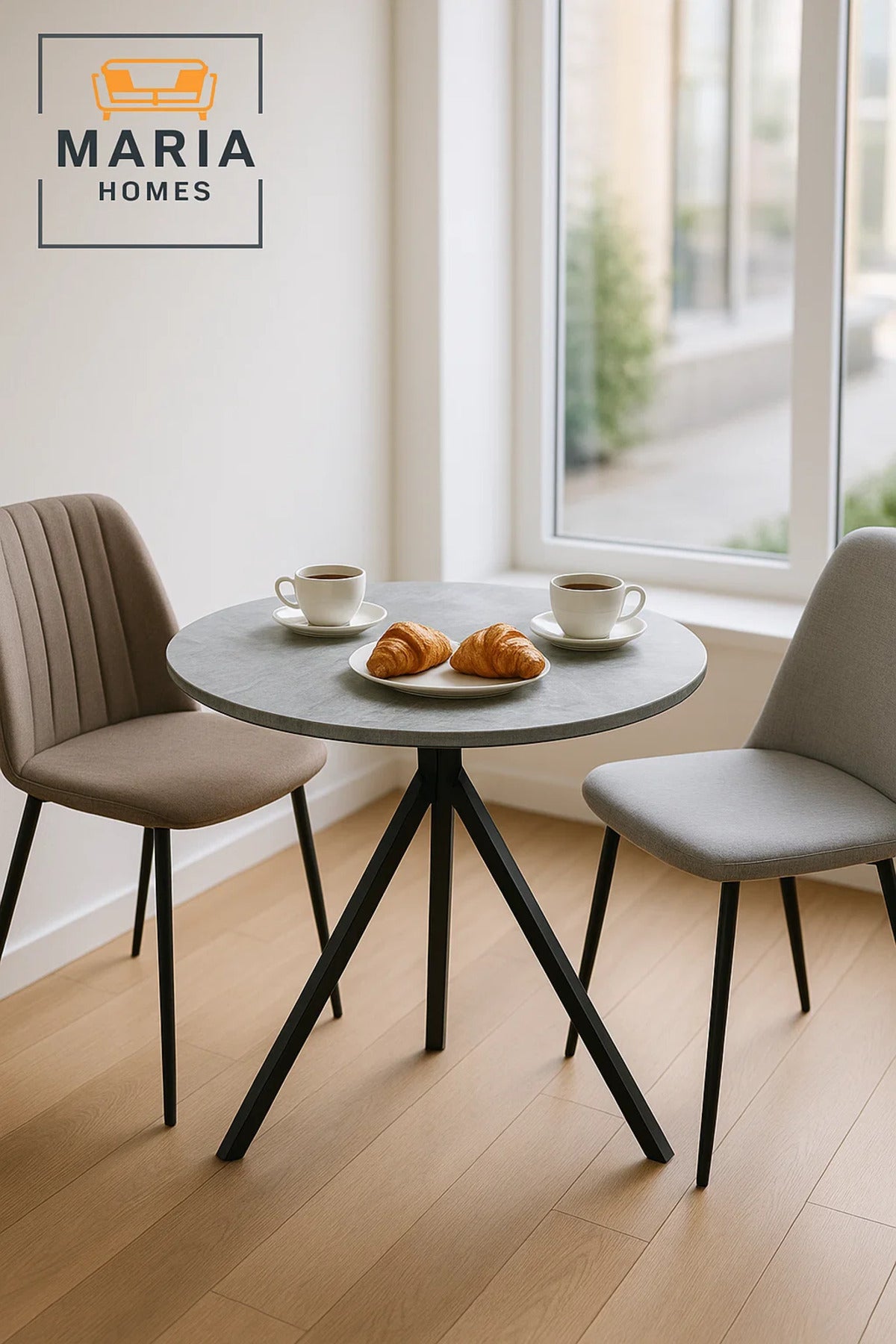 Round Grey Marble Dining Table √ê Modern Caf≈Ω, Restaurant, Office & Home Metal Furniture 80_80 cm