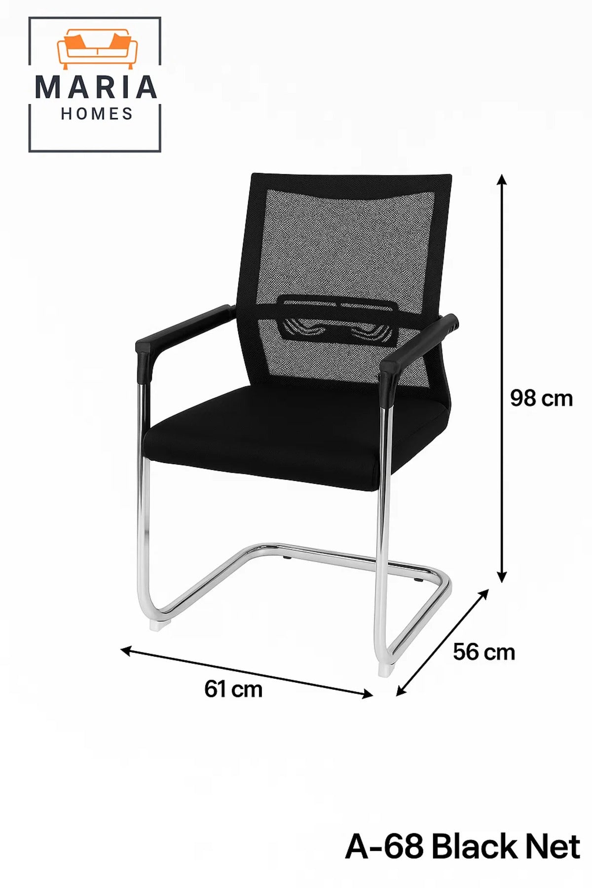 Black Mesh Chair with Chrome Base and Armrests Ð Breathable Office Guest Seating