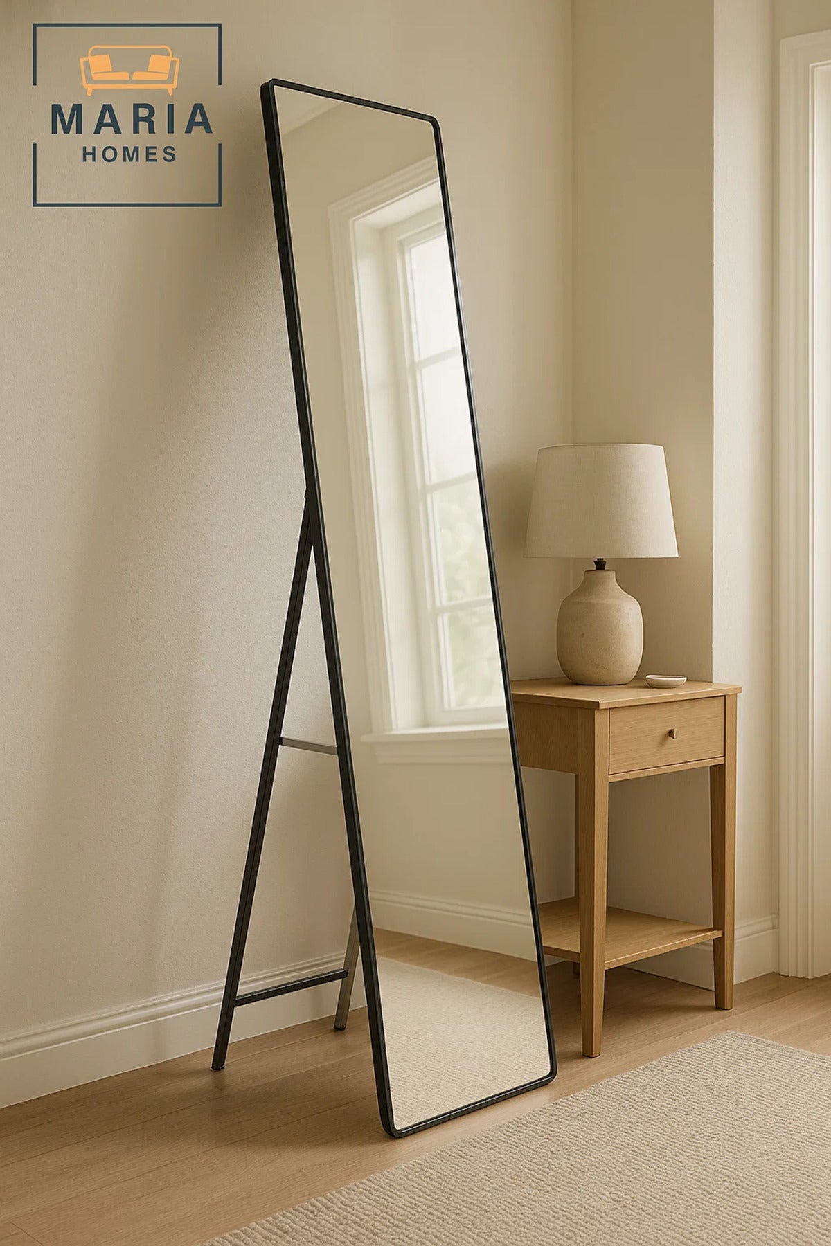 Full Length Black Frame Standing Mirror for Bedroom, Dressing & Living Room D≈Ωcor 160x40