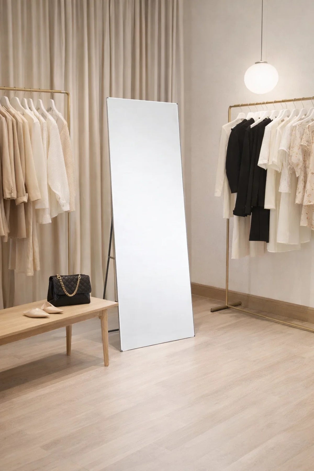 Premium Silver Standing Floor Mirror 160x50cm Full Body Reflection for Modern Bedroom Home