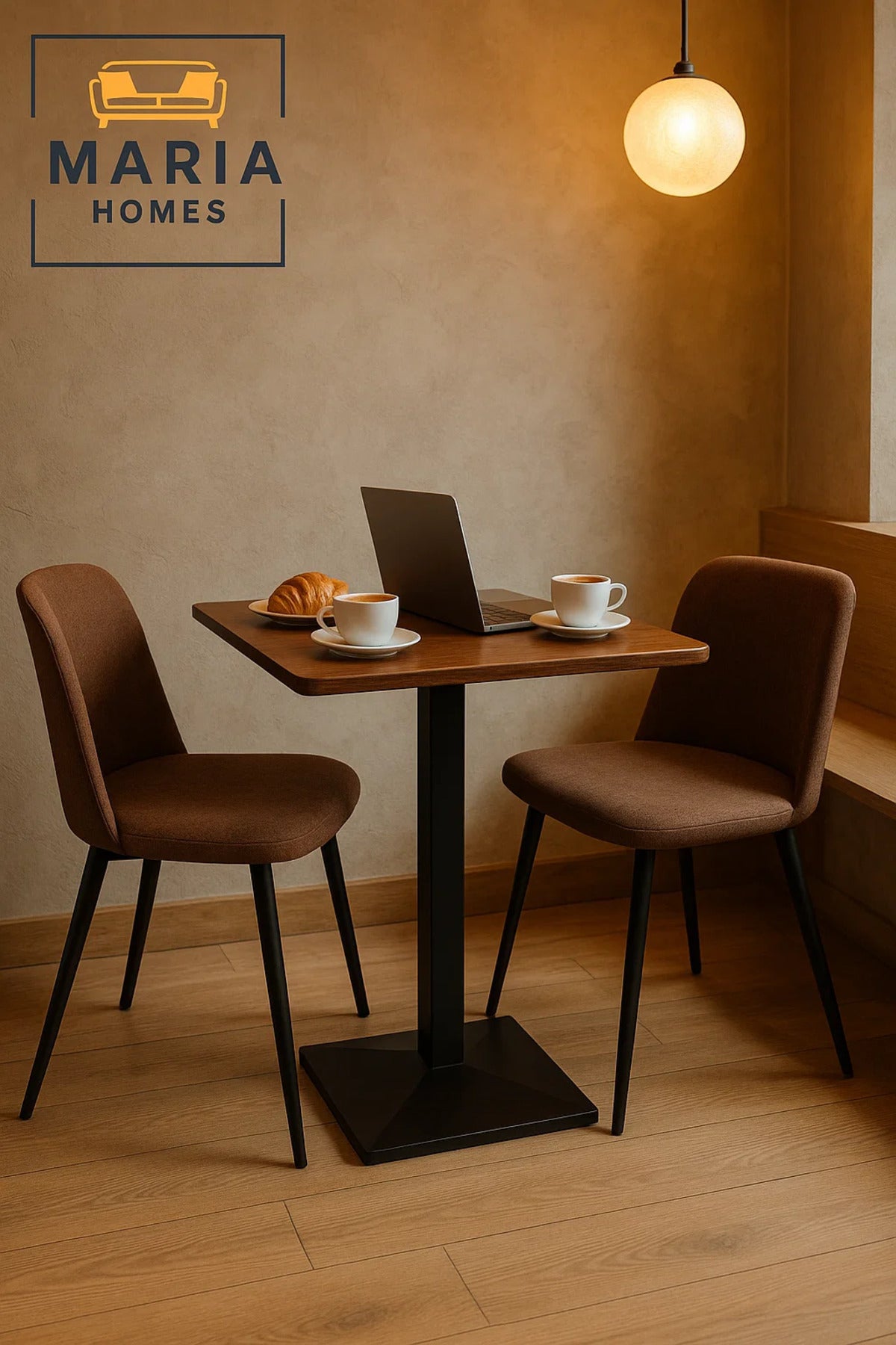 Compact Wooden Top Cafe Table Ð Black Base
