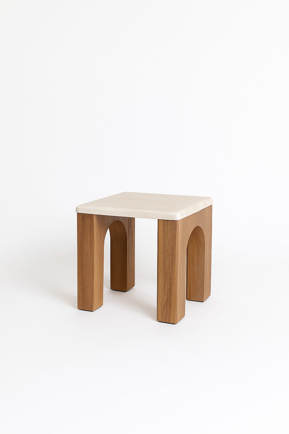 Modern Wooden Side Table with Brown Arched Legs End Table for Living Room Bedroom 50_50_55 cm