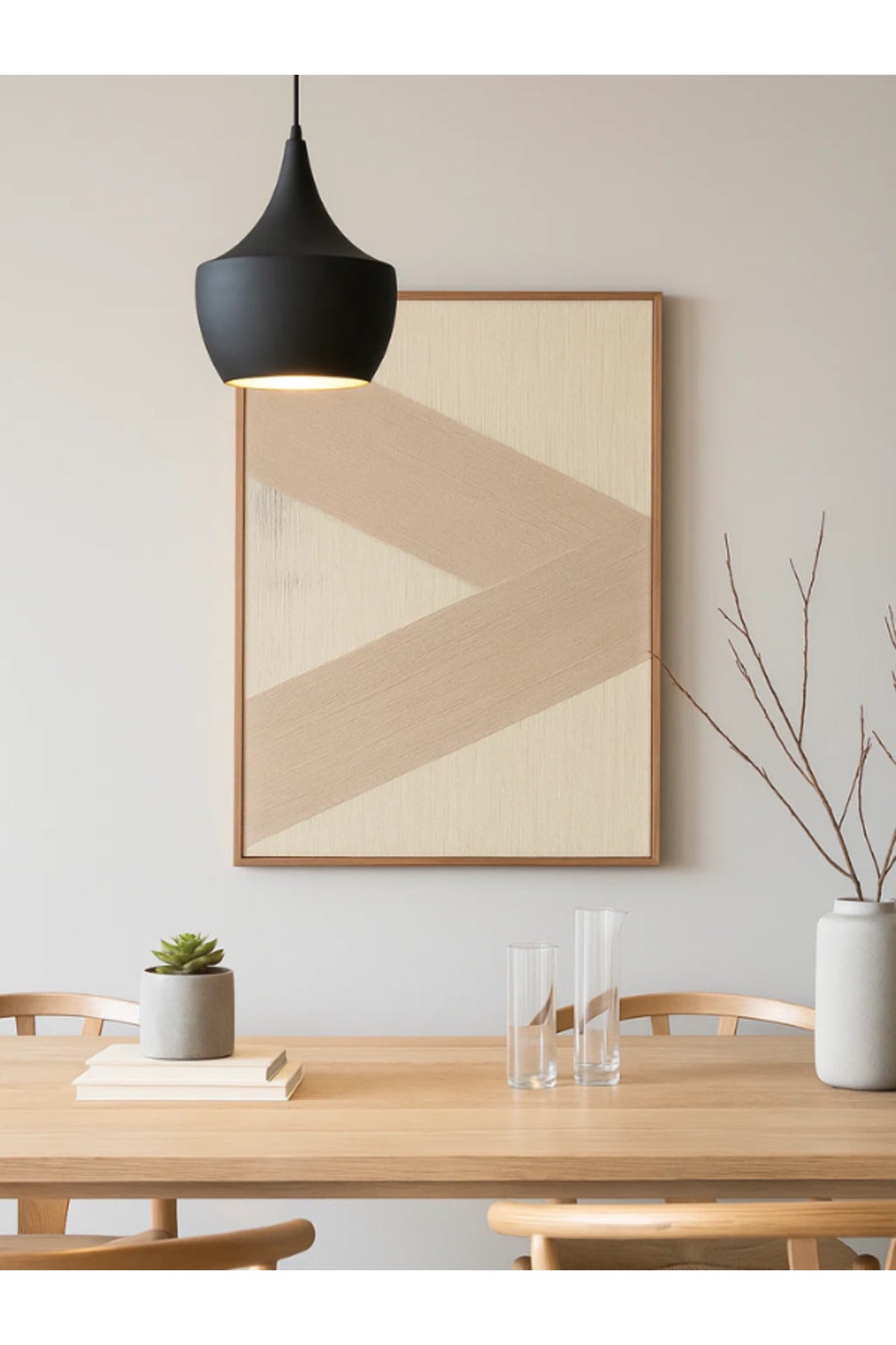 Modern Abstract Wall Art Ð 120_80 cm Beige and Cream Geometric Framed Canvas DŽcor