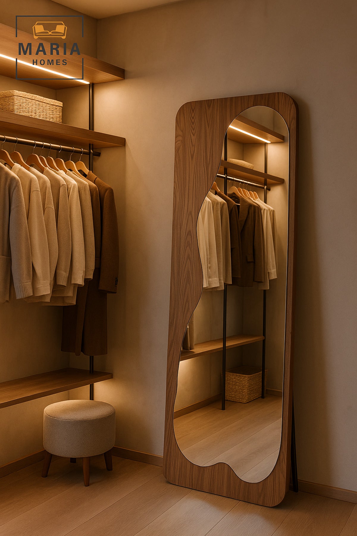 Brown Wood Full-Length Mirror 170_70 cm Ð Modern Standing Dressing Mirror