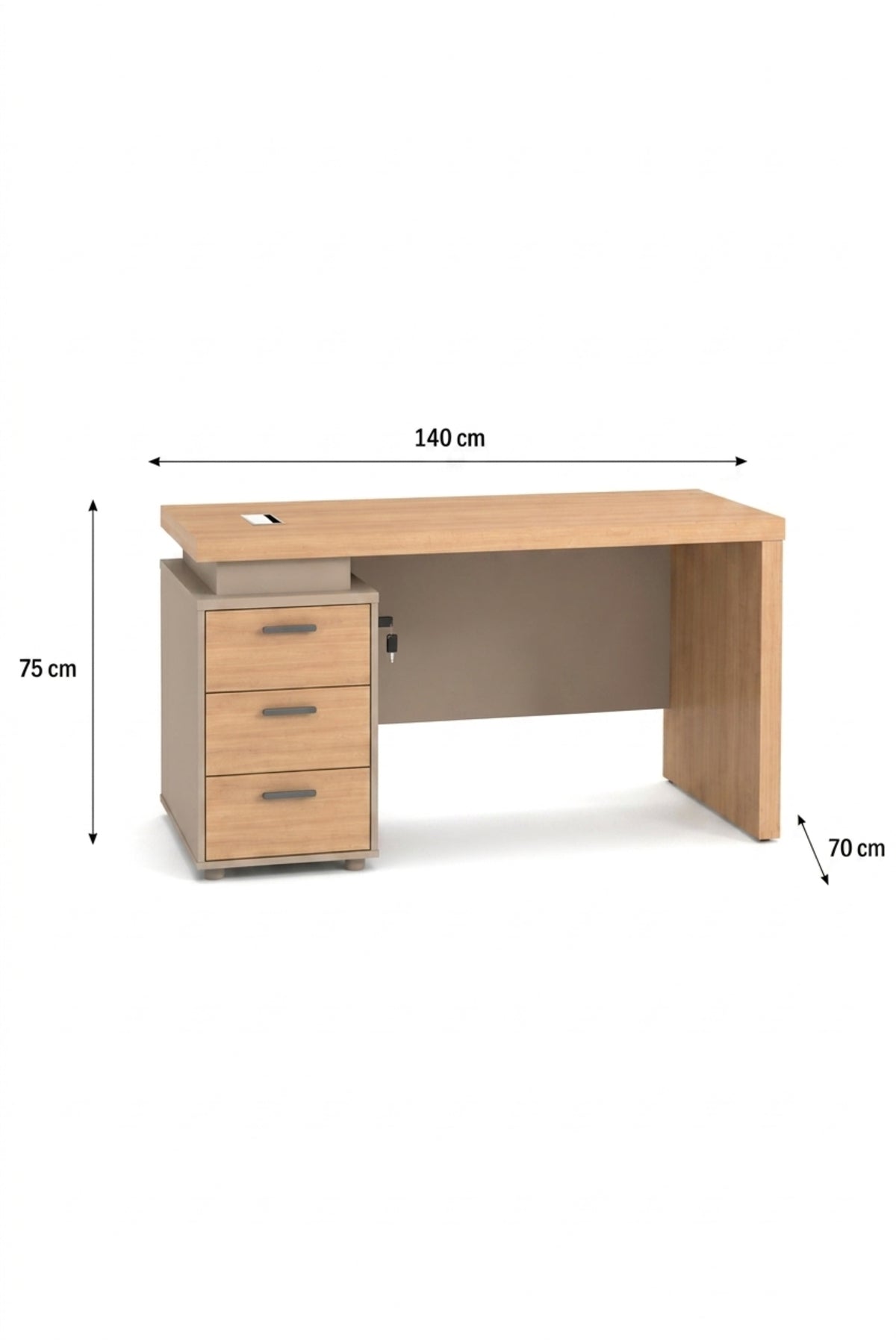 Executive Office Desk with 3 Drawer Lockable Pedestal √ê Modern Computer Workstation Table