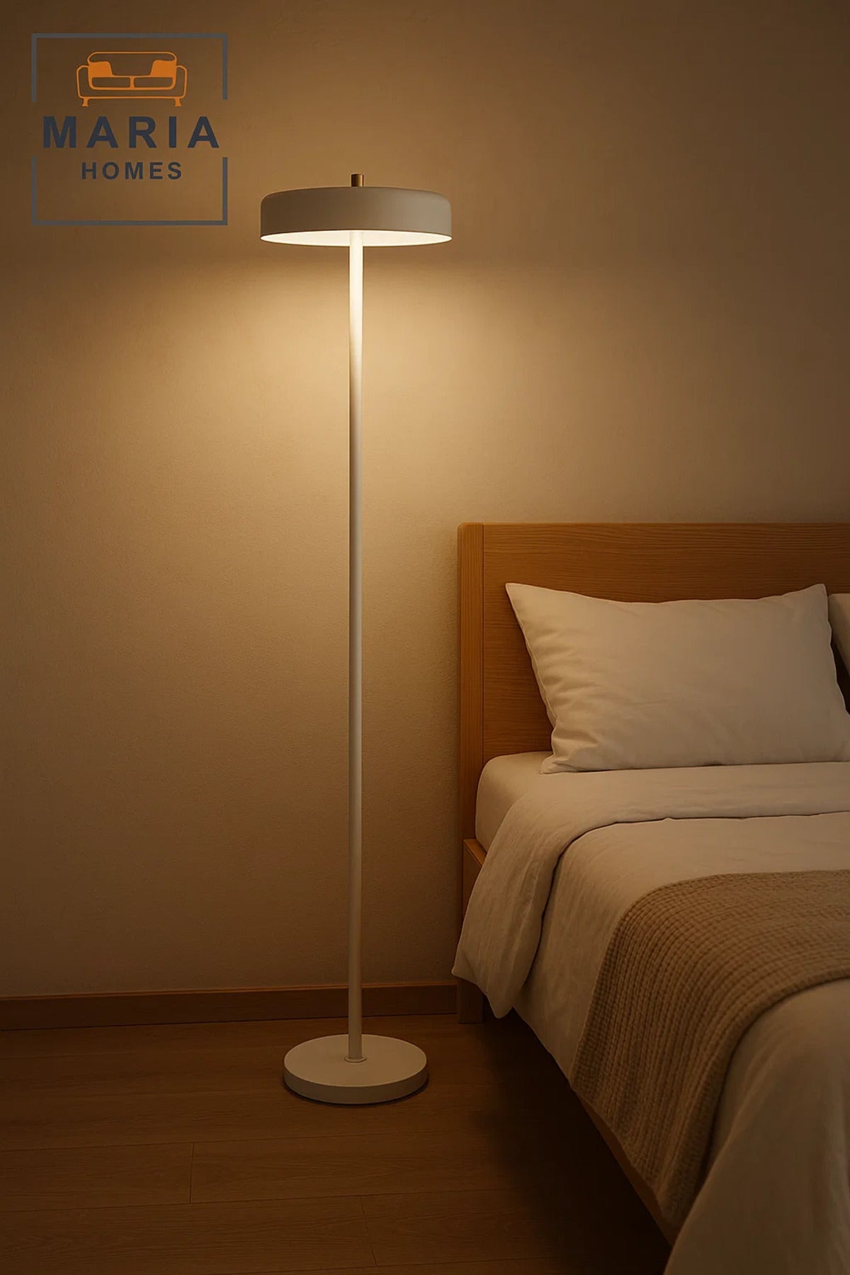 Minimalist White Floor Lamp with Flat Shade