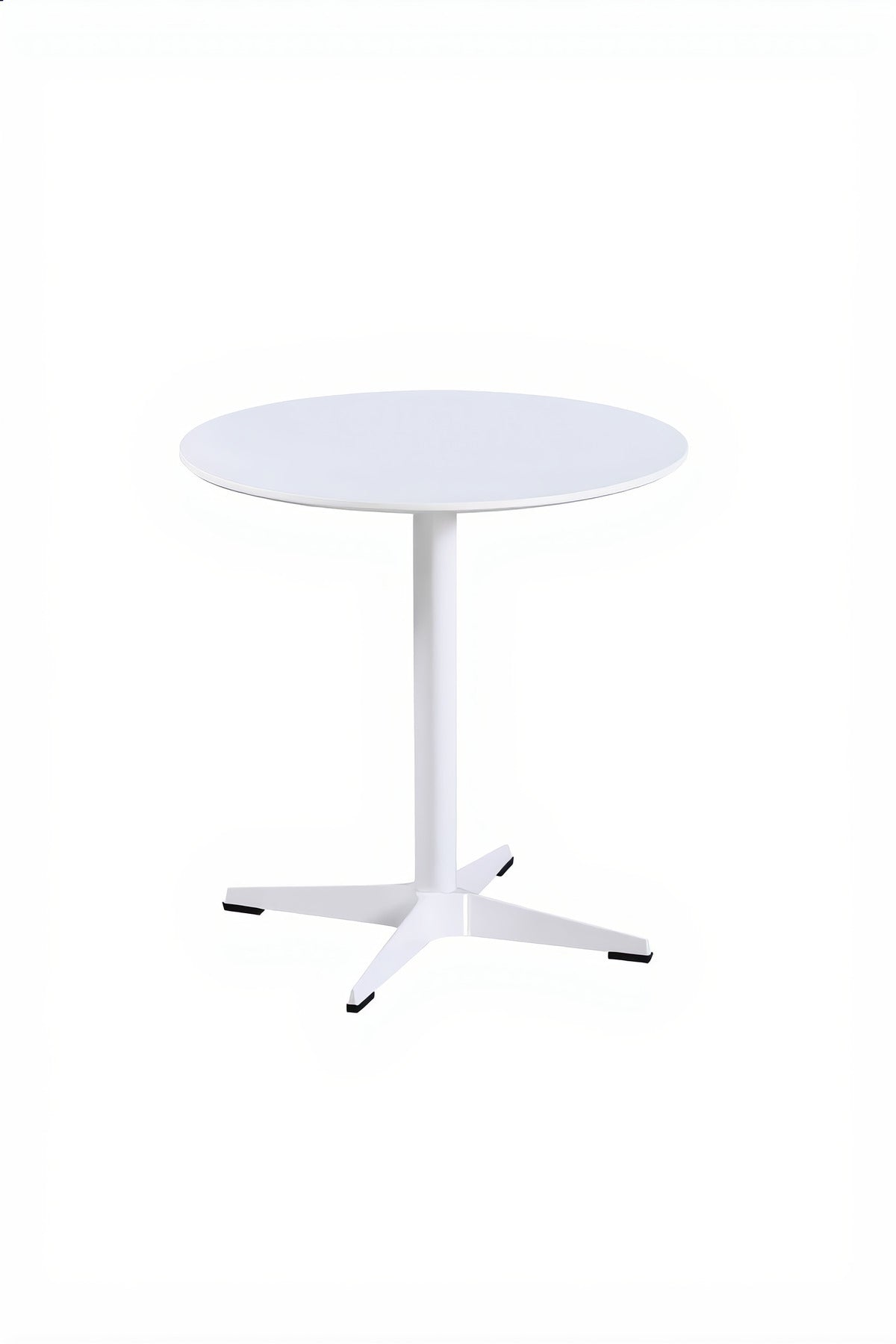 White Round Bistro Table 70cm Wooden Top Metal Leg for Modern Kitchen Office Cafe Interiors