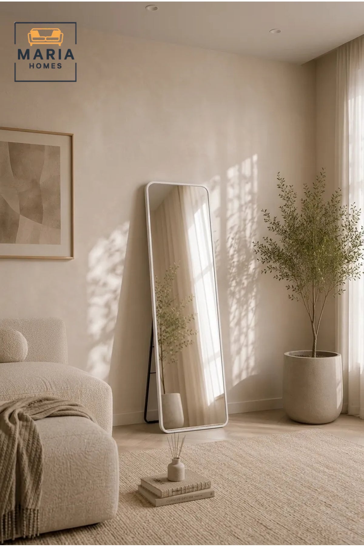 Full Length Standing Mirror with Rounded Corners √ê Modern Floor Dressing Mirror for Bedroom & Living Room