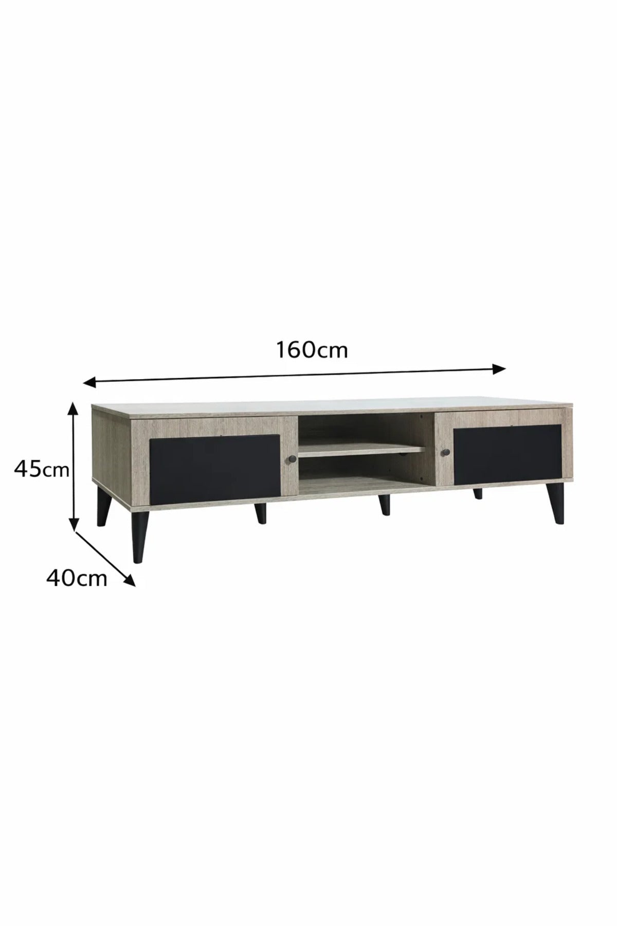 Modern Beige TV Stand Media Console with Storage Cabinet and Shelves for Living Room 160cm Width