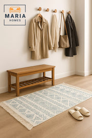 Bohemian Cotton Area Rug with Fringe Ð size 60x80 cm, Geometric Tribal Design