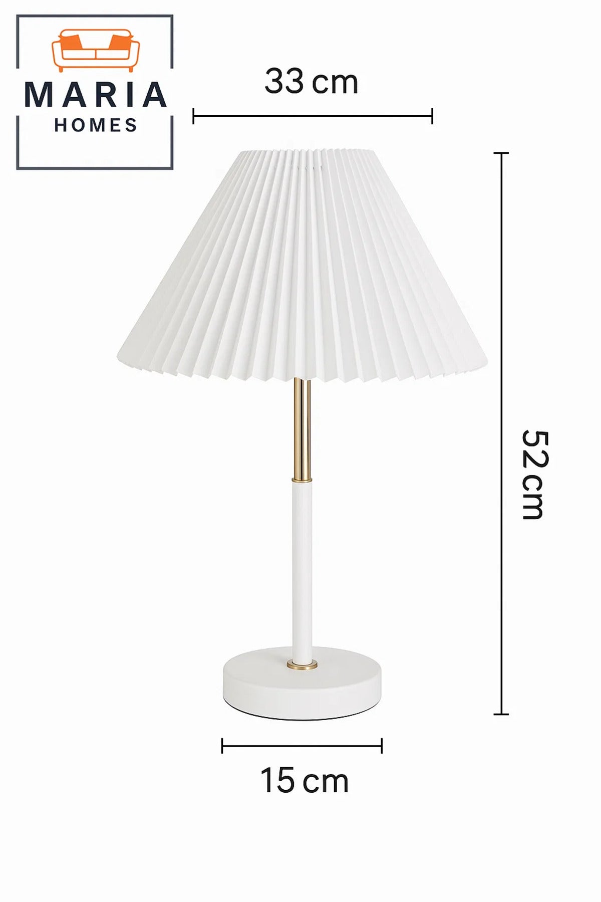White Table Lamp with Pleated Shade