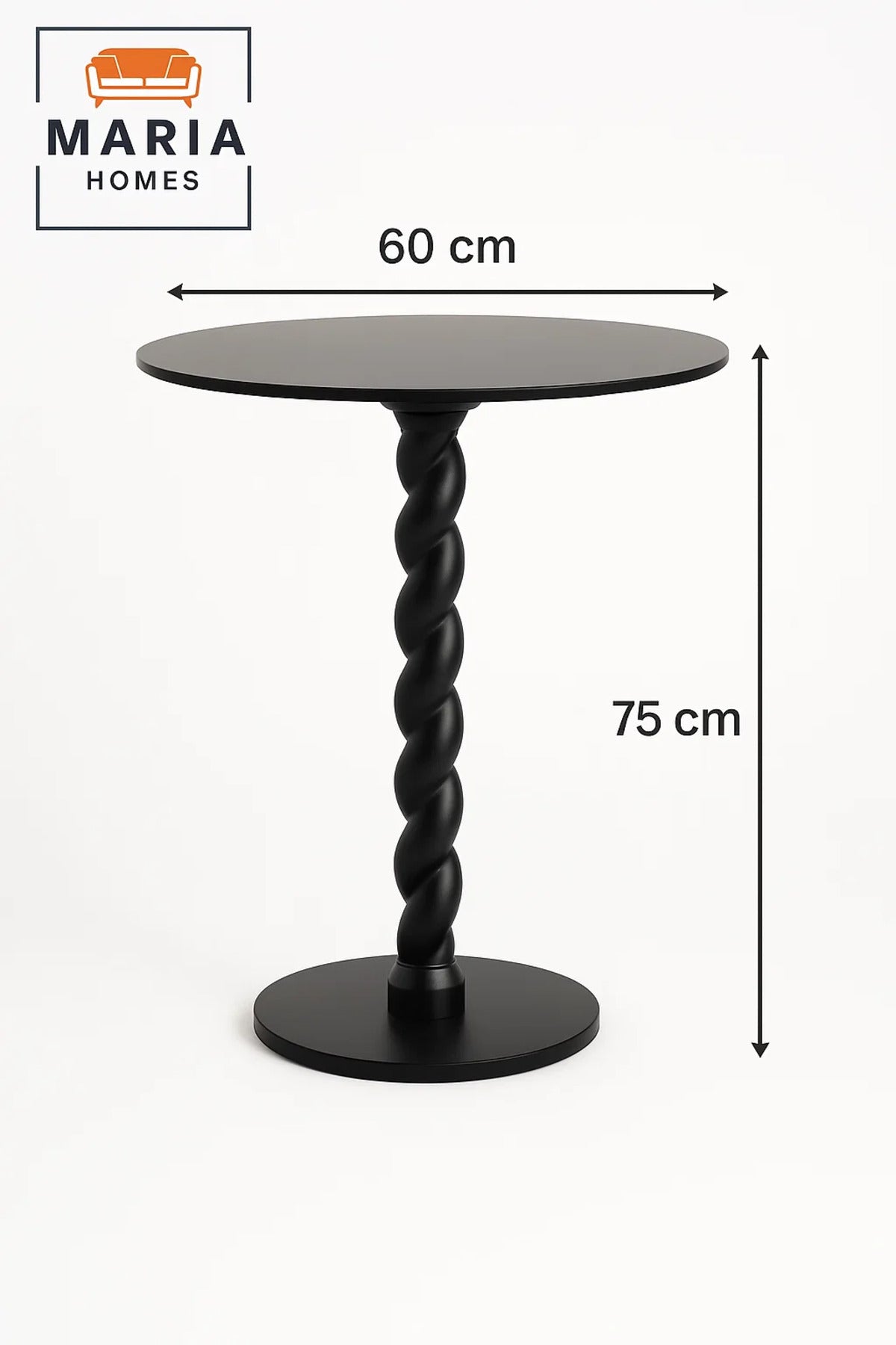Spiral-Leg Side Table Ð Matte Black Finish