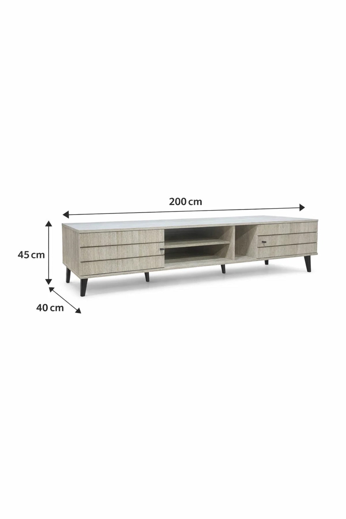 Modern Beige TV Unit 200cm Wide Media Stand Console Table with Storage for Living Room Design