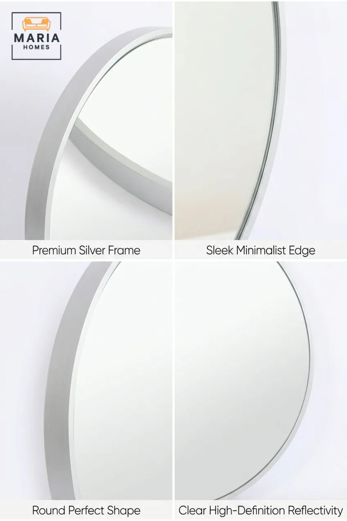 Modern Round Wall Mirror with Slim Frame, Decorative Hanging Mirror for Bathroom, Bedroom, Living Room, Hallway, Vanity and Entryway