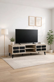 Beige TV Stand √ê 160x40x45 cm Modern Plasma Table with Cabinets & Shelves