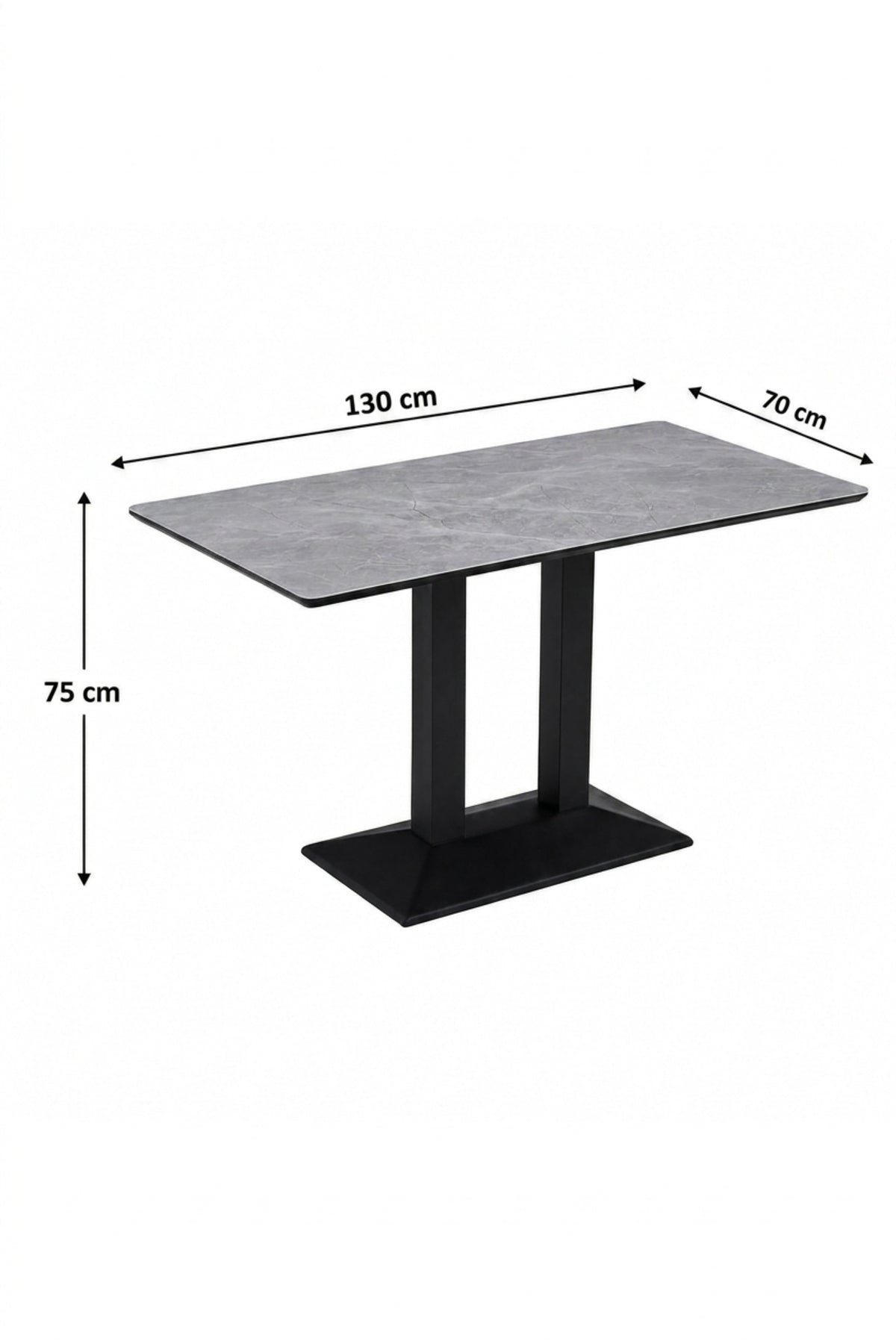 Modern Square Dining Table Marble Look Top Restaurant Table Caf≈Ω Table with Black Base