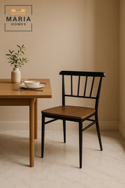Modern Dining Chair Ð Black Frame with Wooden Seat for Kitchen & Dining Room
