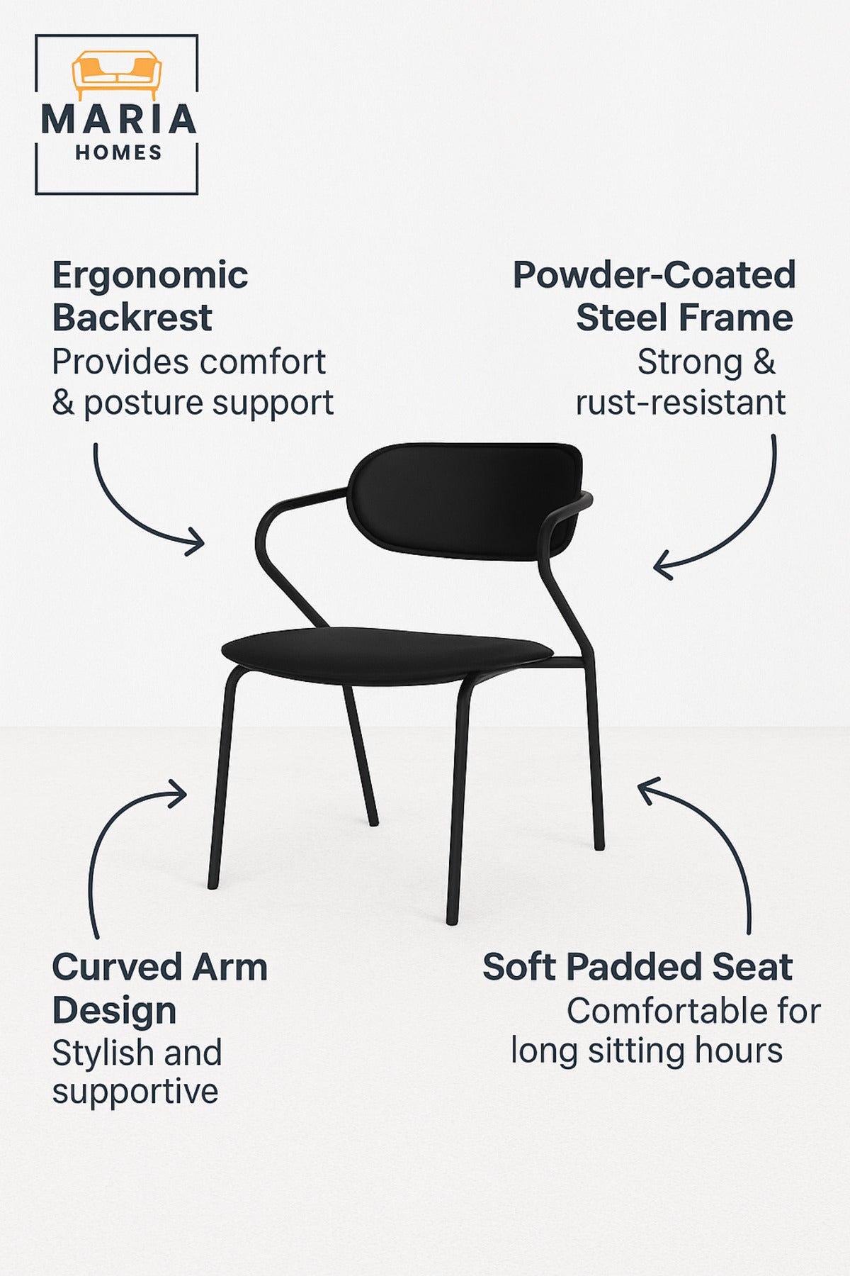 Black Dining Chair Ð Modern Minimalist Seating for Home, Office, and CafŽ