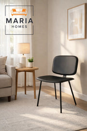 Black Dining Chair, Modern Comfortable Chair, Sturdy Metal Frame Chair