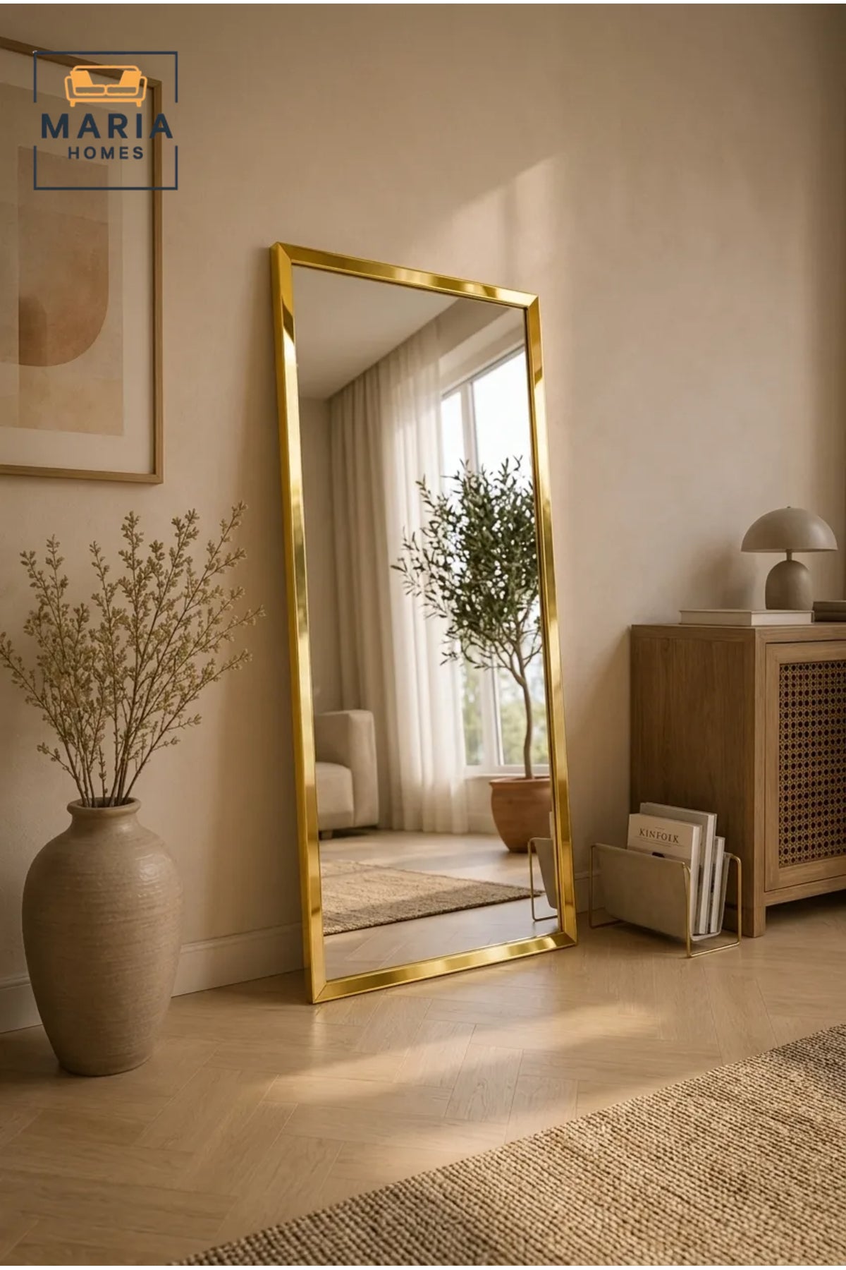 Full Length Gold Framed Wall Mirror √ê Modern Rectangular Dressing Mirror for Bedroom, Living Room & Entryway