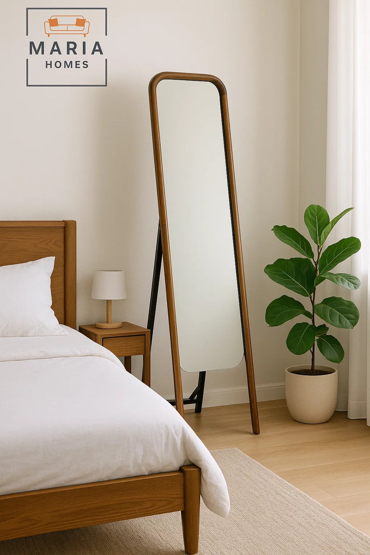 Modern Full-Length Standing Mirror with Dark Wood Frame Ð 170x45 cm for Bedroom & Dressing Room