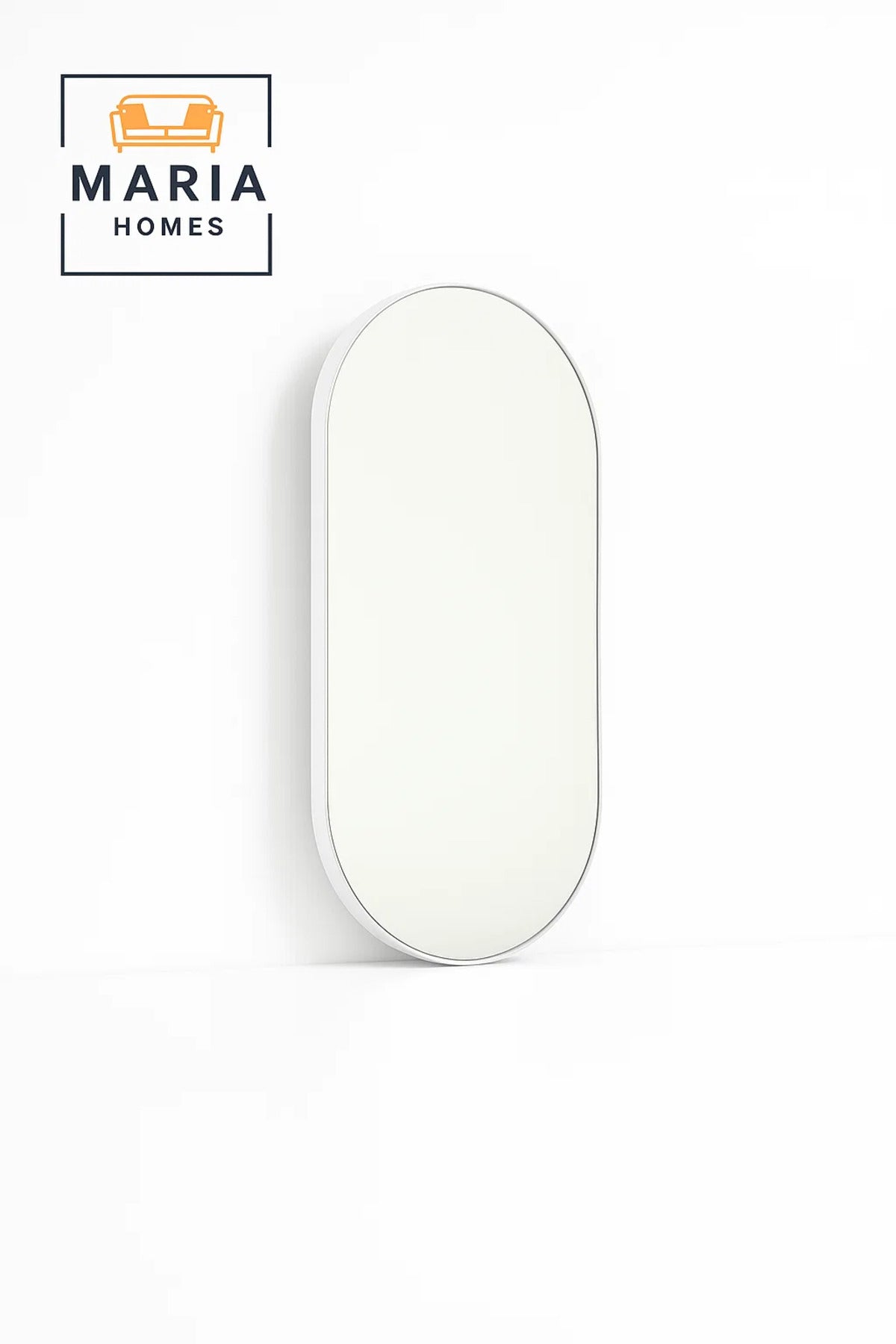 White Capsule Mirror with Rounded Edges and Slim Frame-size 120*60CM