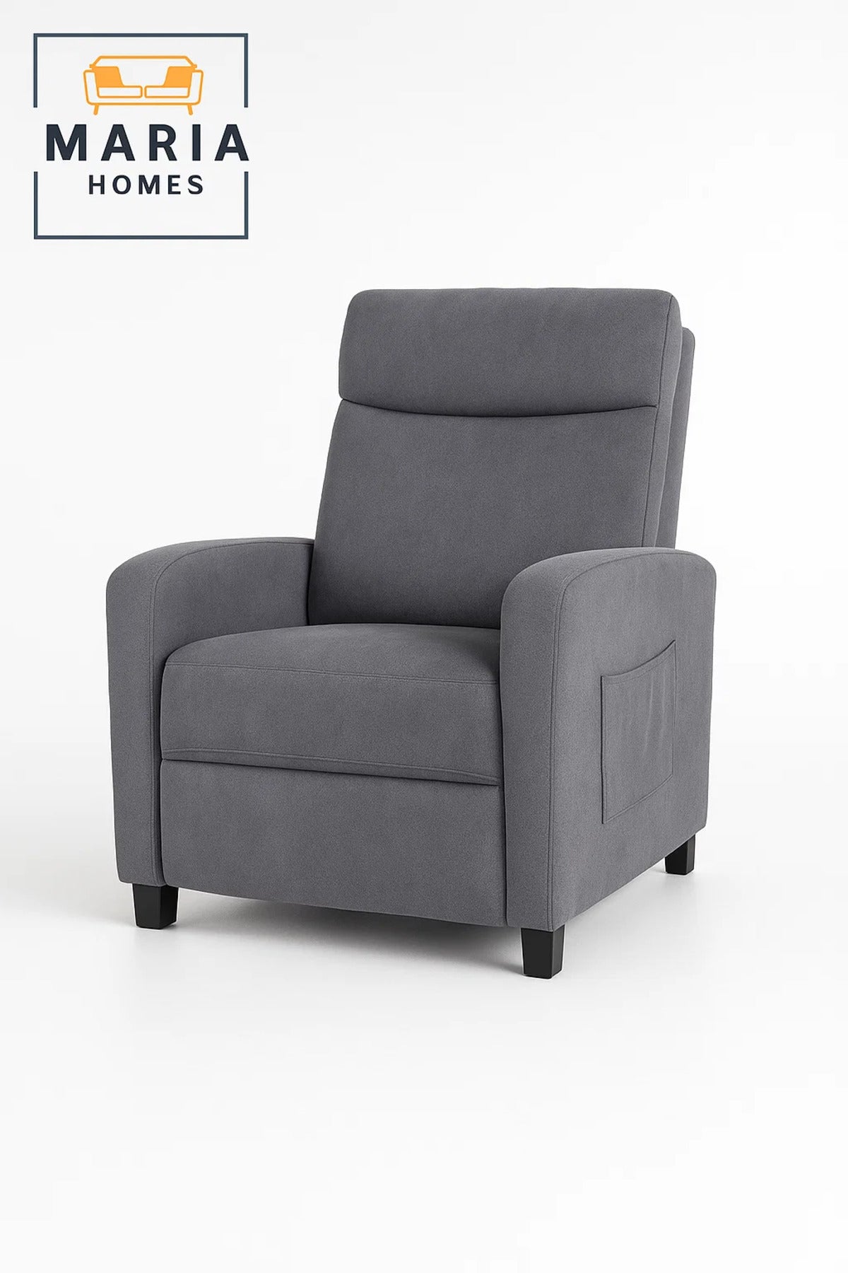 Modern Gray Recliner Chair with Footrest Ð Soft Fabric Relax Chair for Living Room