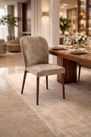 Brown Upholstered Dining Chair with Soft Fabric Seat Modern Dining Chair