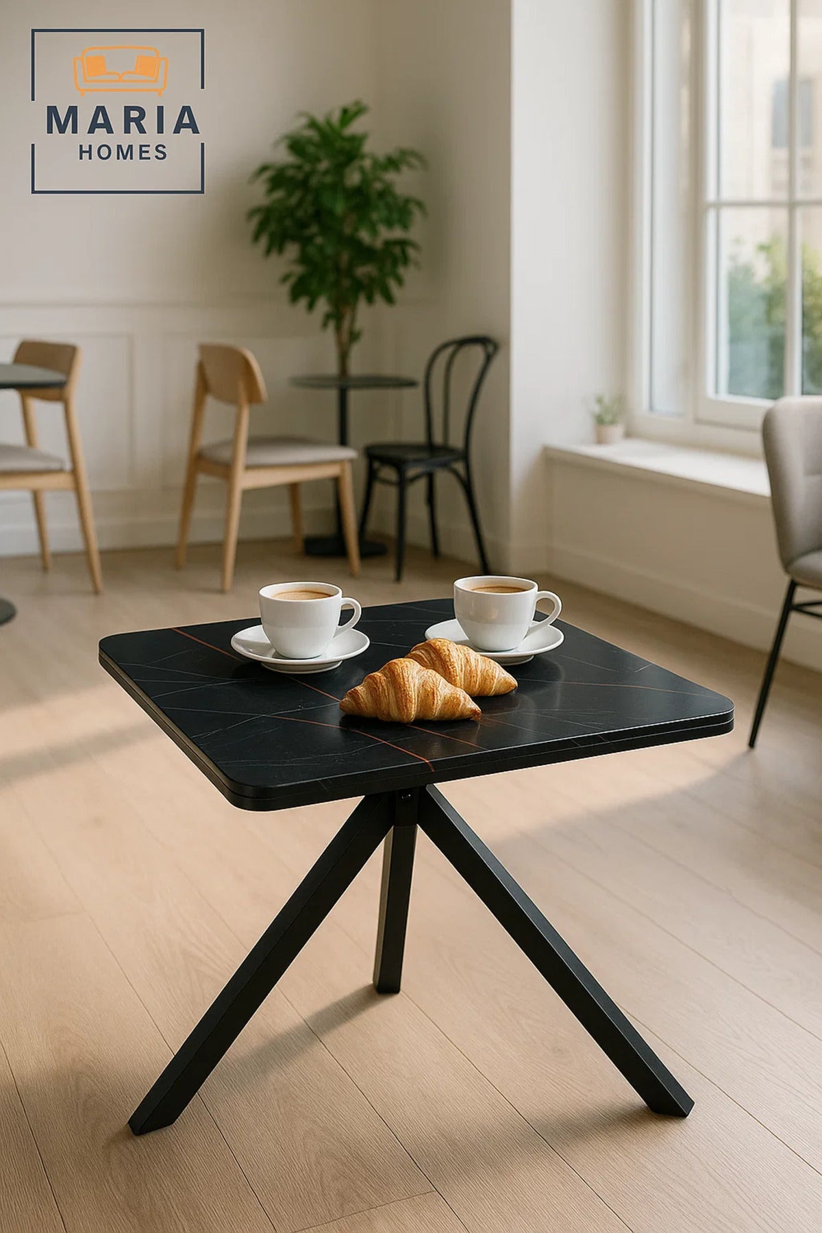 Square Black Dining Table √ê Modern Caf≈Ω, Restaurant, Office & Home Metal Furniture 60_60_60 cm